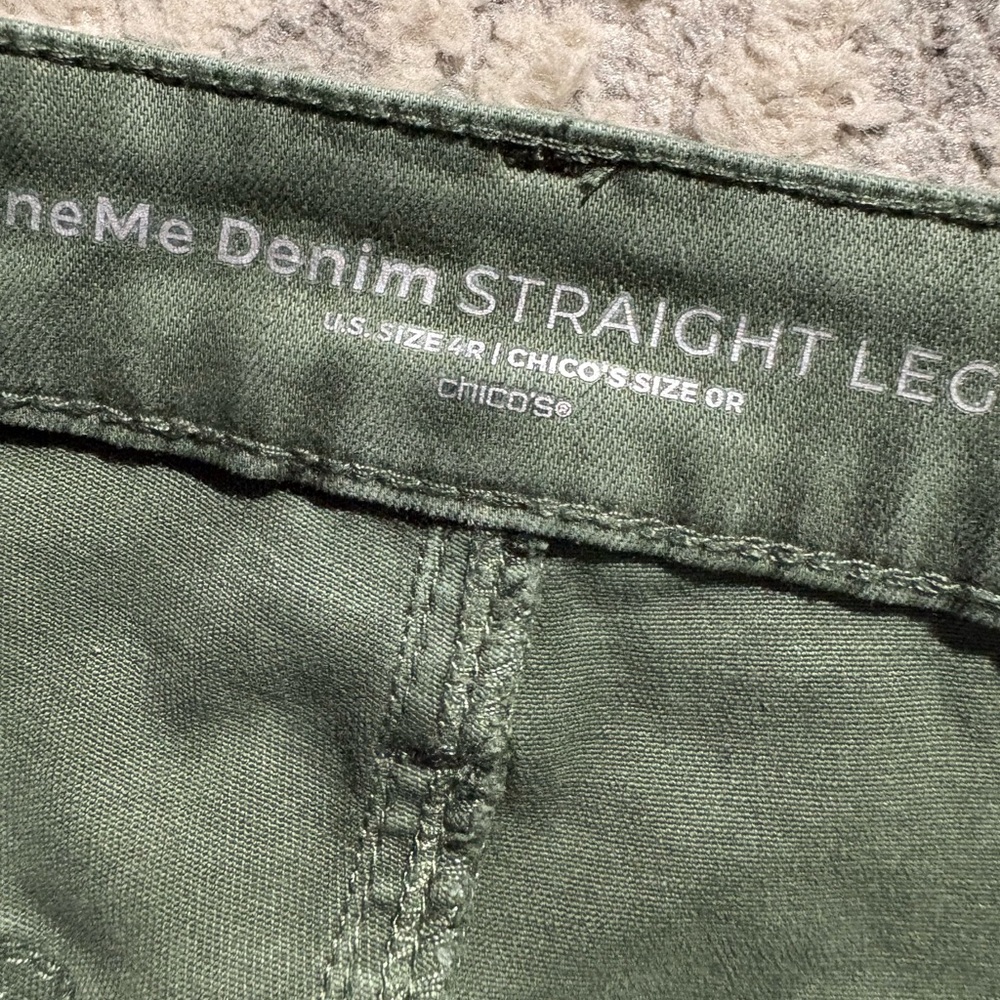 Chicos define me denim green straight leg ankle pants jeans size 4 - Picture 4 of 5